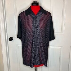 BC Ethic Short Sleeve Button Down Mesh Front Shirt Made in USA Black Gray Men L
